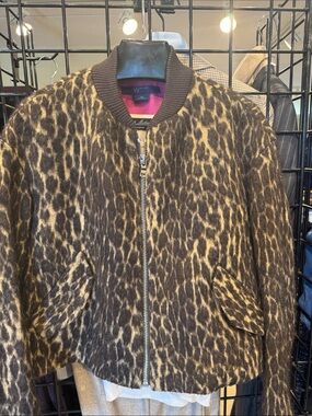 Leopard Print Bomber Jacket in Brown and Tan
